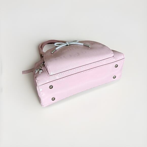 JUICY COUTURE PINK Convertible SATCHEL BOWLER XBODY Rhinestone Silver BOWS Y2K - Picture 6 of 16
